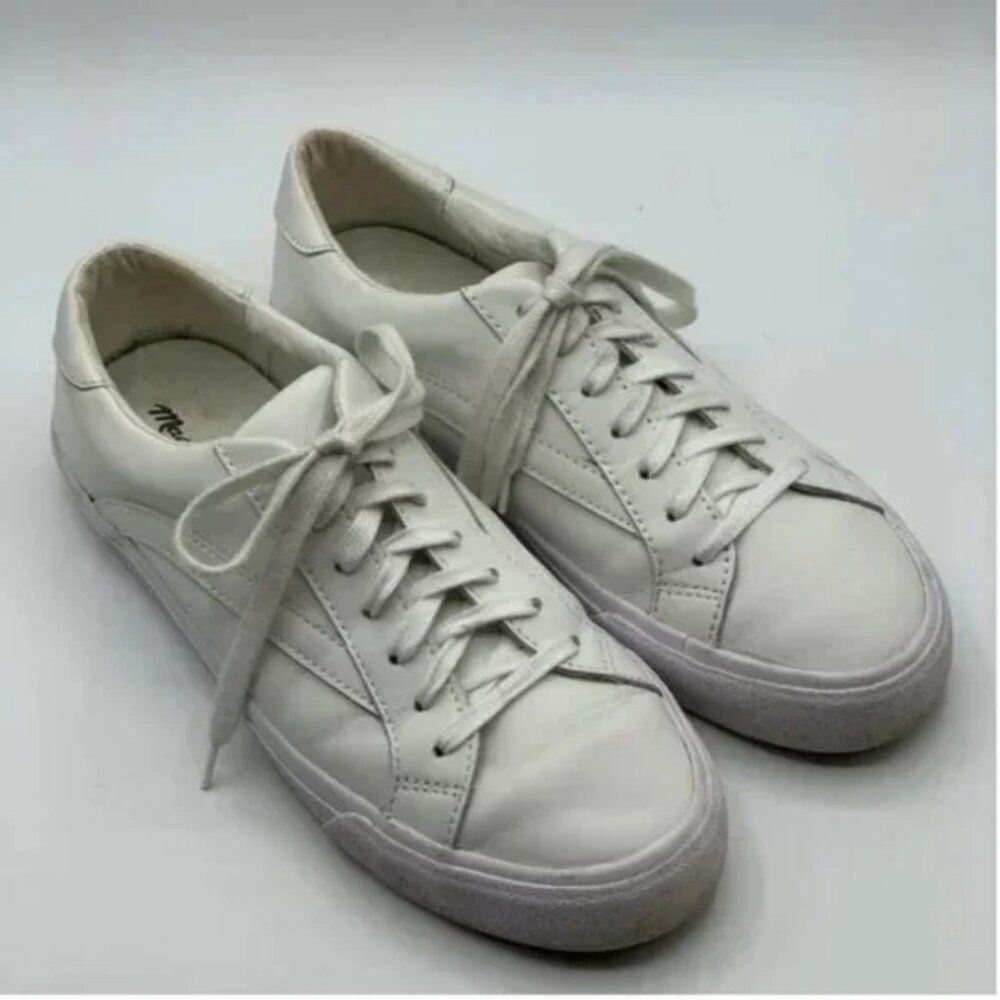 Madewell Unisex Sidewalk Low-Top White Sneakers in Leather Women Size 9 Men 7.5